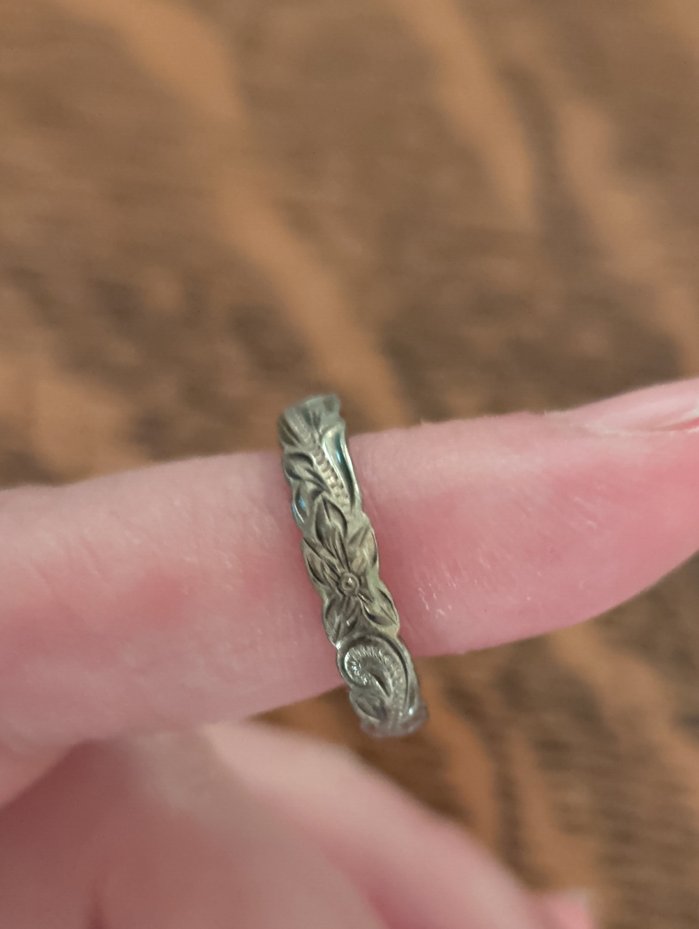 Floral Engraved Silver Band Ring - Women's Jewelry